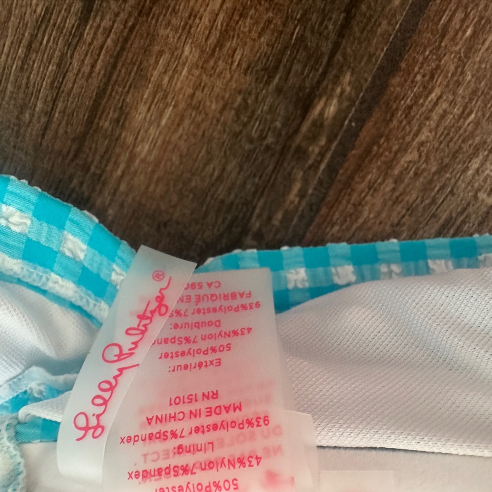 Lilly Pulitzer Aqua and White Ruffled Bikini Top